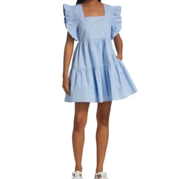 English Factory Flutter Sleeve Square Nexk Dress - Picture 1 of 9